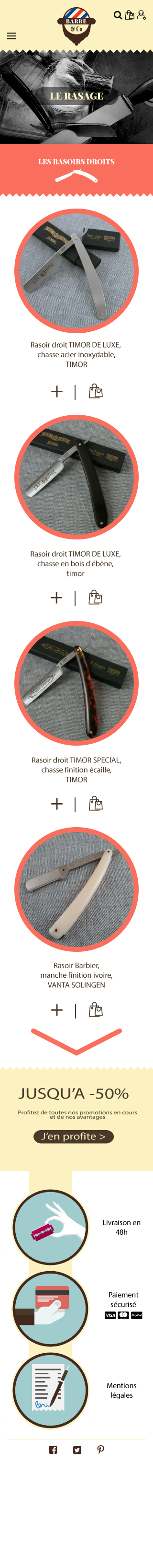 maquette mobile des produits les rasoirs droits