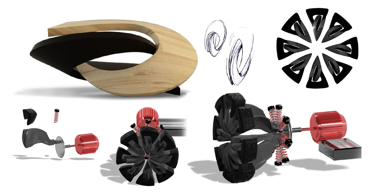 projet roue différent sketch et vue 3d